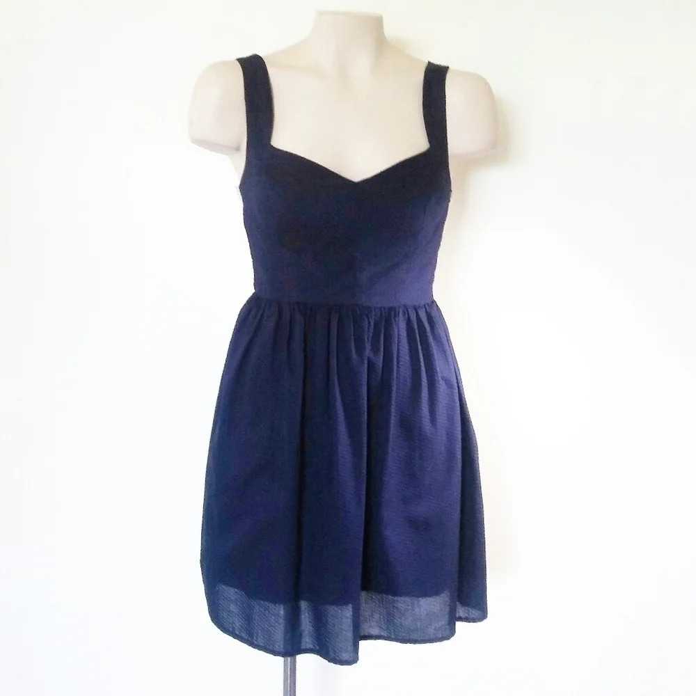 City Studio Cotton Navy Dress Y2K Cottagecore Fairycore Romantic Coquette